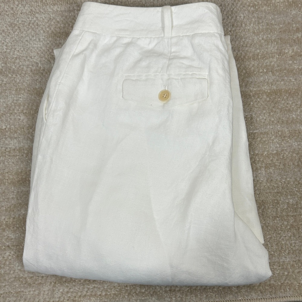 Talbots Signature White Linen Trousers Minimalist Coastal Grandma 10P Women